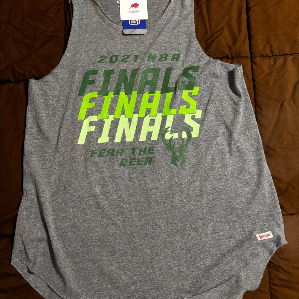 Bucks Gray NBA Graphic Tank Top